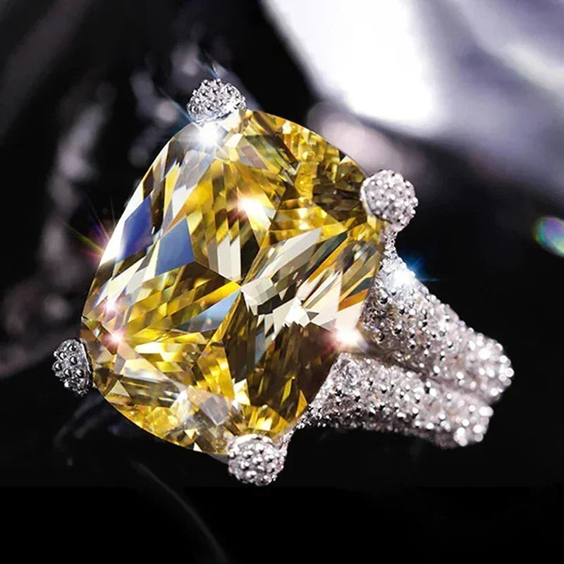 Elegant Yellow Cubic Zirconia Women’s Ring - Bridal, Anniversary Jewelry