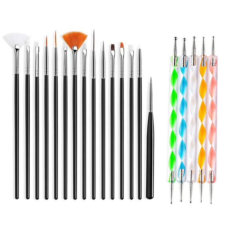 Nail Art Brushes Set Manicure Tools Liquid Powder Carving UV Gel Painting Pen
