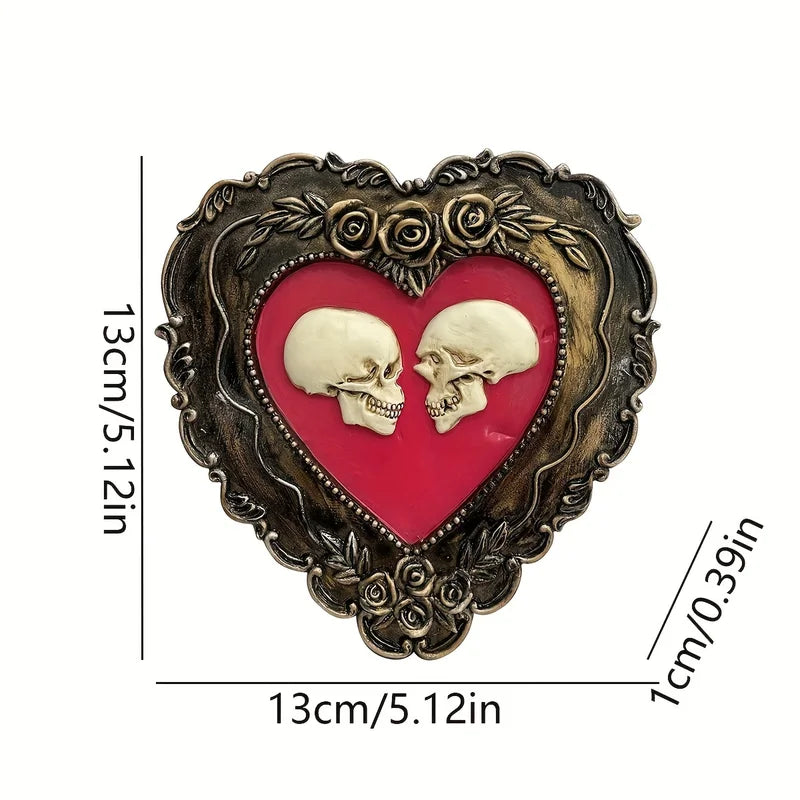 Skull Heart Love Statue for Wedding Halloween Home Decor - Party Decoration