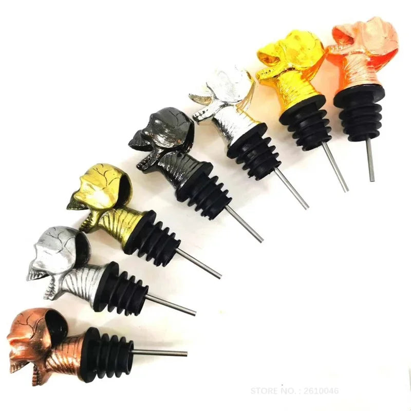 Halloween Skull Head Wine Pourer with Silicone Stopper - Party Bar Accessory