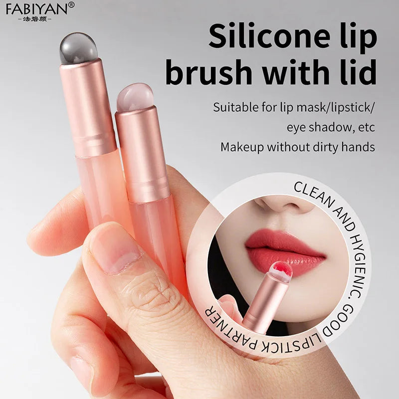Silicone Lip Brush for Lipstick Eye Shadow Makeup Application - Soft, Portable, Reusable