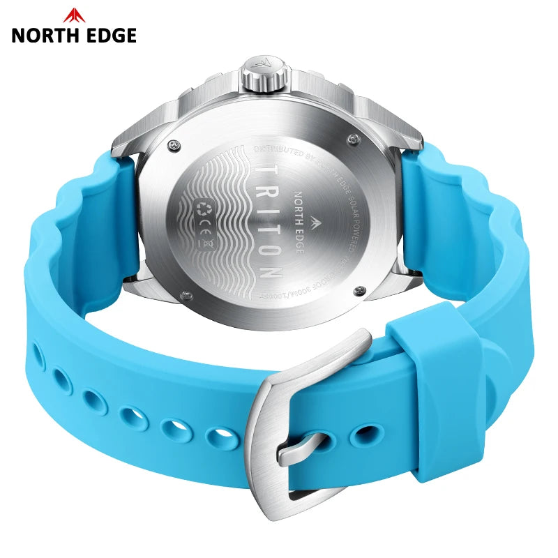 Men's Solar Powered Dive Watch 300M Waterproof Quartz with Stainless Steel Case