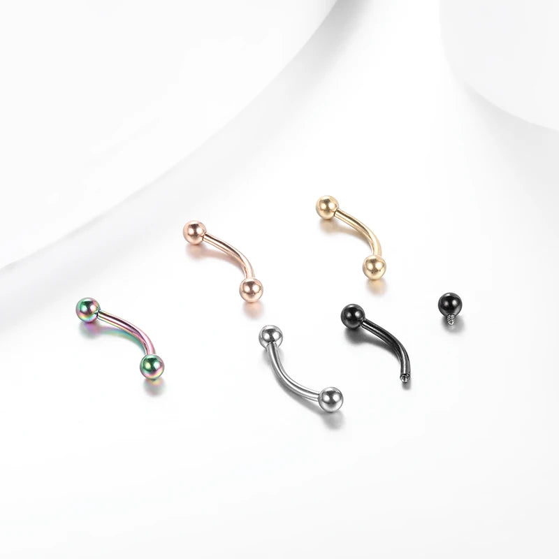 10Pcs Titanium Curved Eyebrow & Lip Piercing Rings - Body Jewelry Set