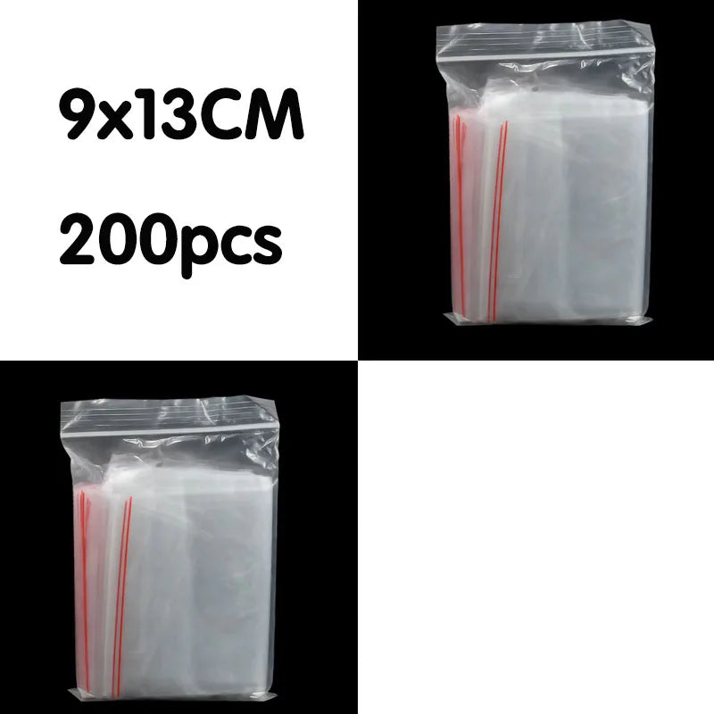 Clear Plastic Zip Lock Bags Assorted Sizes 100/200/300pcs Food Safe & Moistureproof