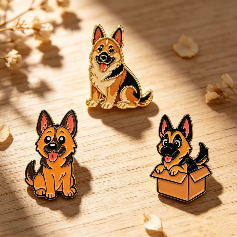 3pcs Cute Dog Enamel Pin Set Animal Brooches Lapel Badges Jewelry Accessories