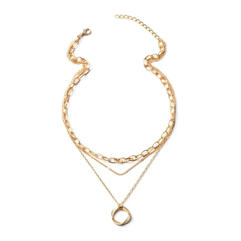Gold & Silver Multi-Layered Pendant Necklace for Women and Girls – Fashion Jewelry Gift