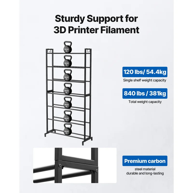 7-Tier Filament Storage Rack for 3D Printer Spools - Space-Saving Organizer