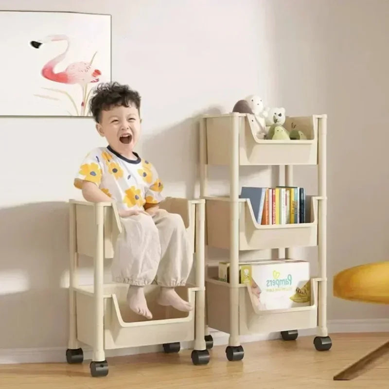 Multi-Functional Plastic Rolling Utility Cart with Wheels for Kitchen Bathroom Living Room Office