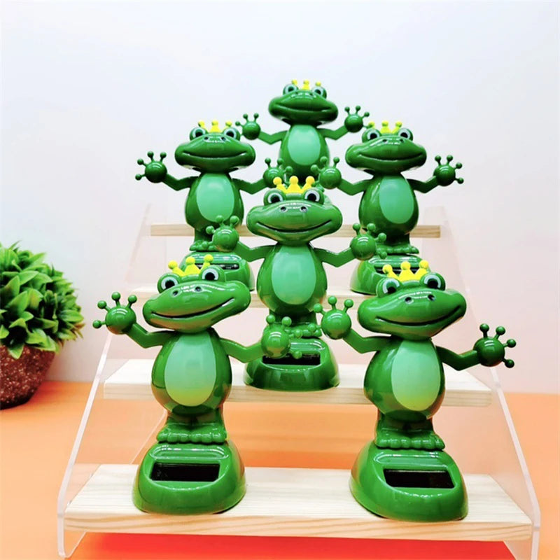 Solar Energy Car Decoration Shaking Head Doll Cartoon Frog Gift Interior Accessory