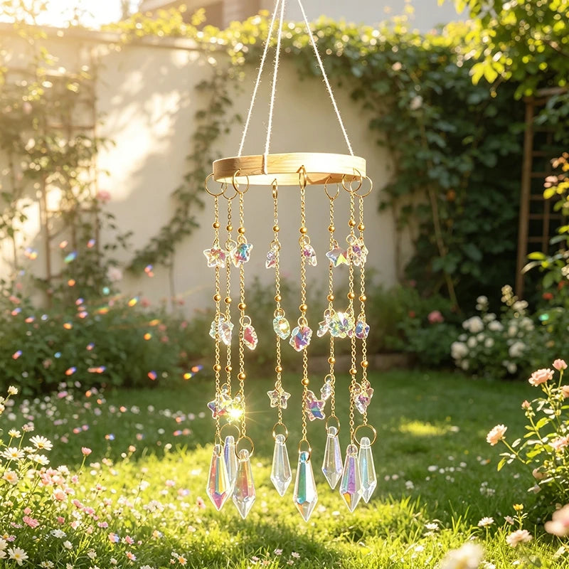 Crystal Suncatcher Rainbow Wind Chimes - Outdoor Home Garden Decor