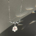 Romantic Cherry Blossom Flower Necklace for Women with Crystal Butterfly and Pearl Pendant – Party Jewelry