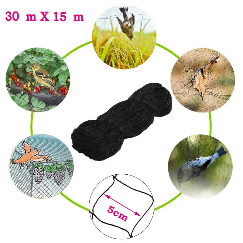 Heavy Duty Nylon Bird Netting 30x15m Garden Mesh for Fruit Trees & Vegetables