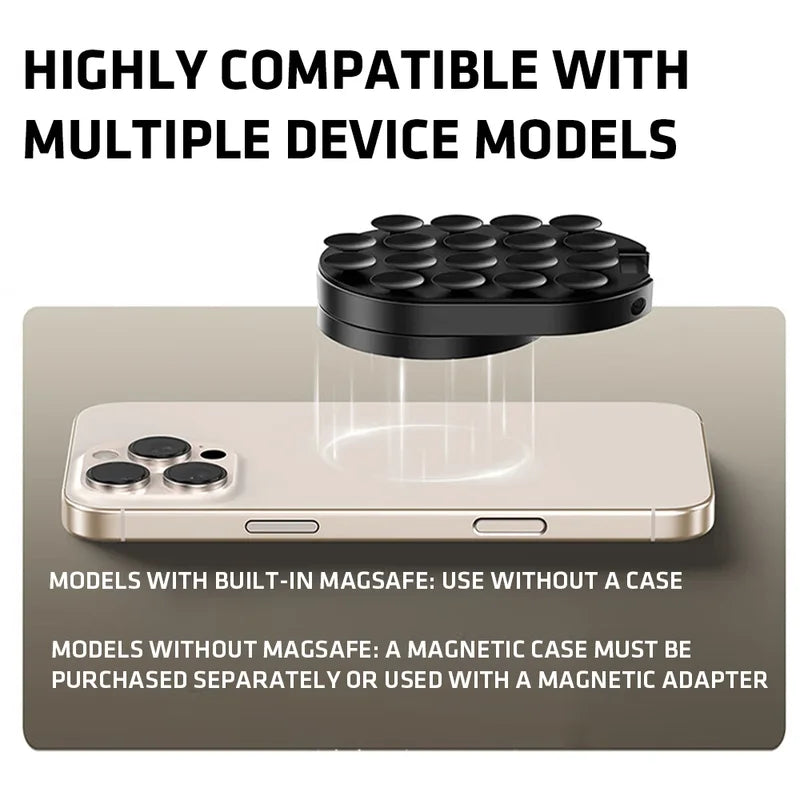 Universal Magnetic Suction Cup Phone Mount - 360° Rotation, Foldable Desktop & Wall Clamp