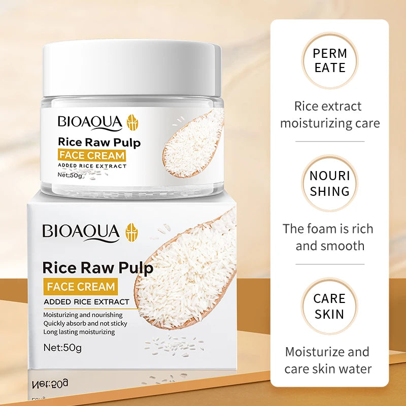 Rice Puree Face Cream Moisturizer Hydrating Whitening Skin Care 50g