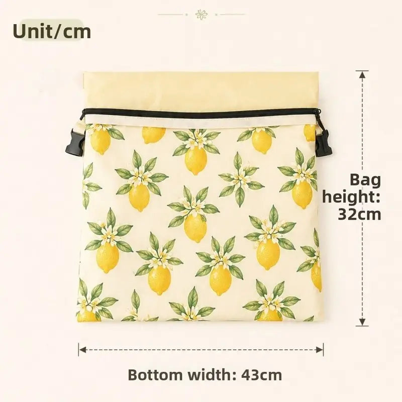 Breathable Cotton Beeswax Bread Bag with Lock Closure 43x33cm - Removable Inner Bag