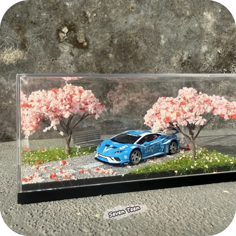 Cherry Blossom Scene Acrylic Display Box Mini Ornament Stand Home Decor Gift