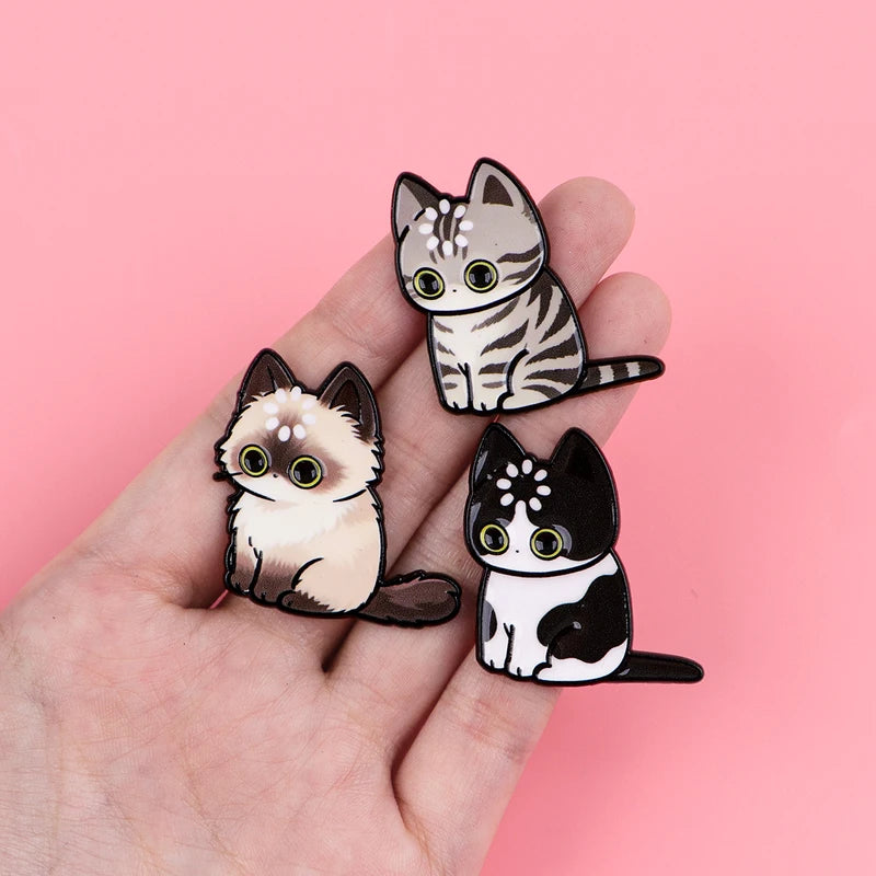 Cute Cat Enamel Pins Kawaii Loading Cat Brooches for Backpack Jeans Hat Animal Jewelry Gift