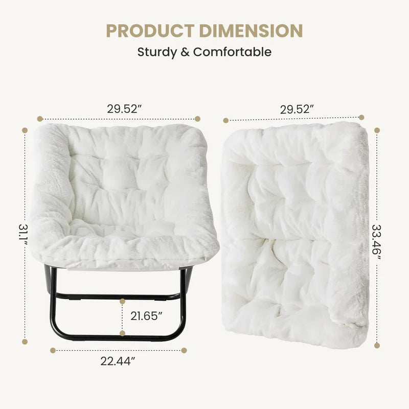 28-Inch Faux Fur Lounge Chair - Oversized Folding Reading & Living Room Seat