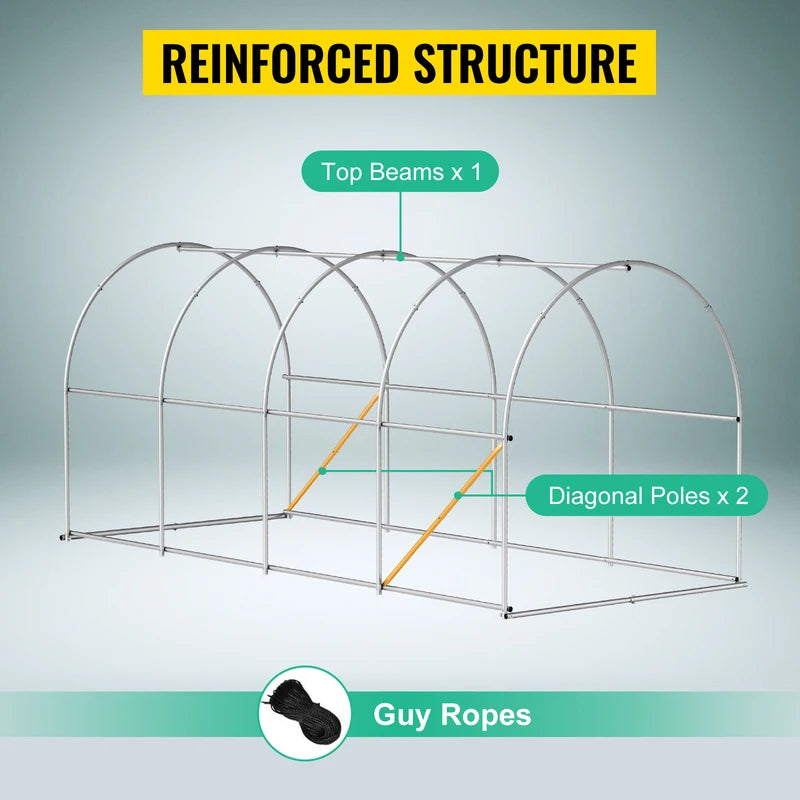 Walk-in Tunnel Greenhouse with Galvanized Frame & Waterproof Cover - Multiple Sizes