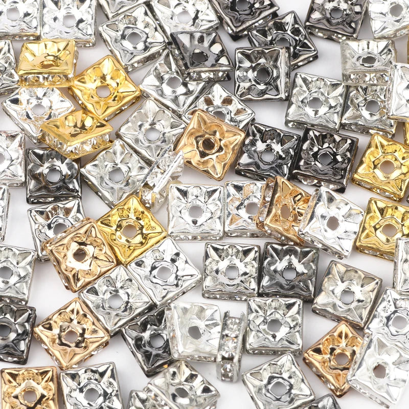 Jewelry Spacer Beads Set - 50pcs Crystal Rhinestone Rondelles for Necklace & Bracelet Making