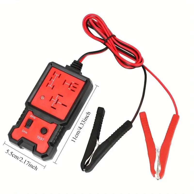 12V Car Battery Tester - Automotive Voltage and Relay Checker with LED Indicator