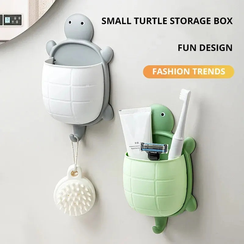 Cute Turtle Design Bathroom Storage Rack - Creative Toothbrush Organizer, Multi-Color