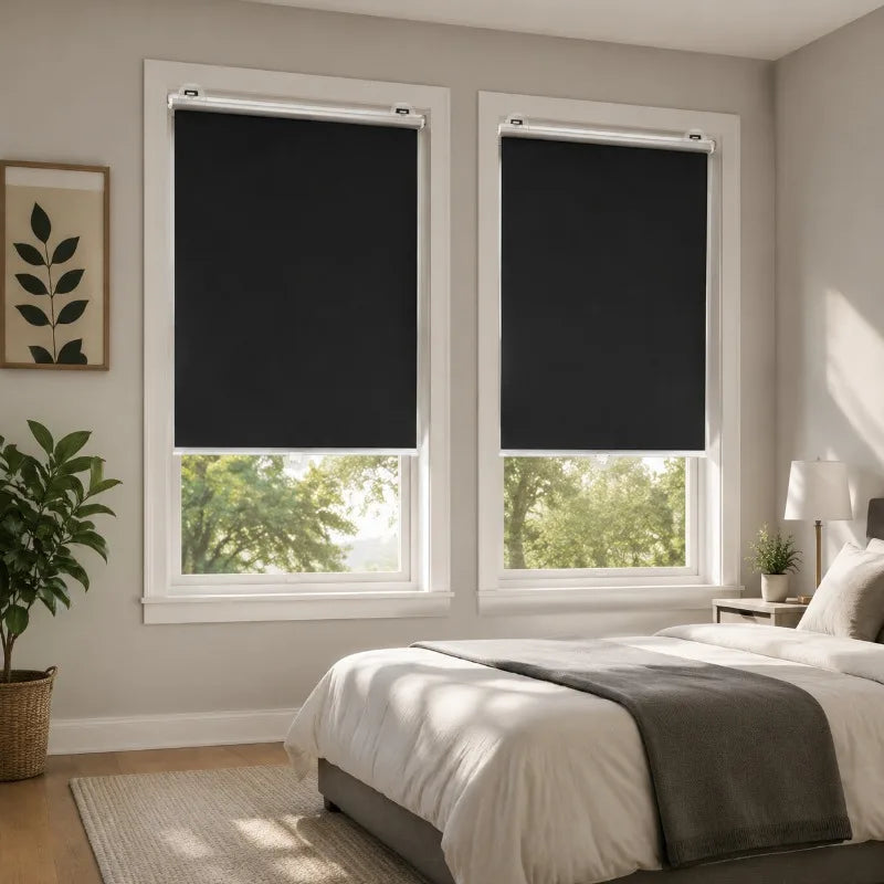 No-Drill Suction Cup Sun Shade Curtains Automatic Retractable Roll-Up Blinds