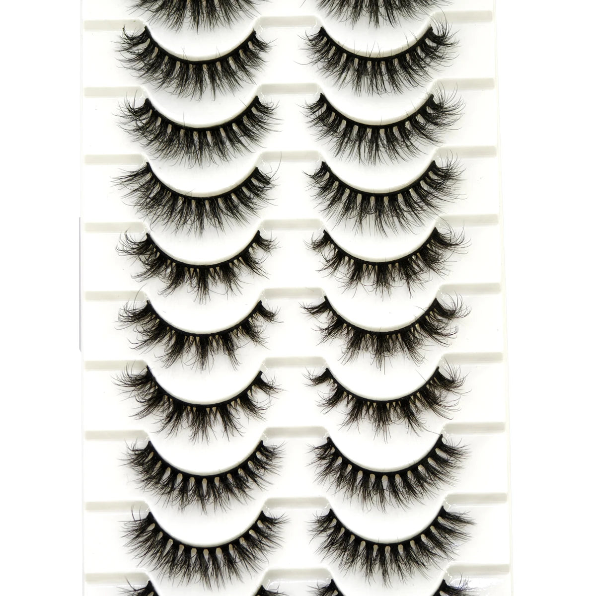 10 Pairs Fluffy Mink False Eyelashes - Natural Dramatic Look, Wispy & Long