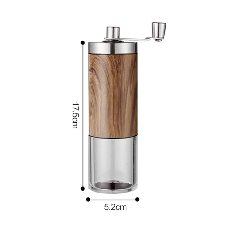 Portable Wood Grain Stainless Steel Hand Coffee Grinder with Adjustable Coarseness