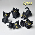 Mini Cat Figurines Set - Resin Cute Kitten Micro Landscape Garden Decor - 5 Pieces