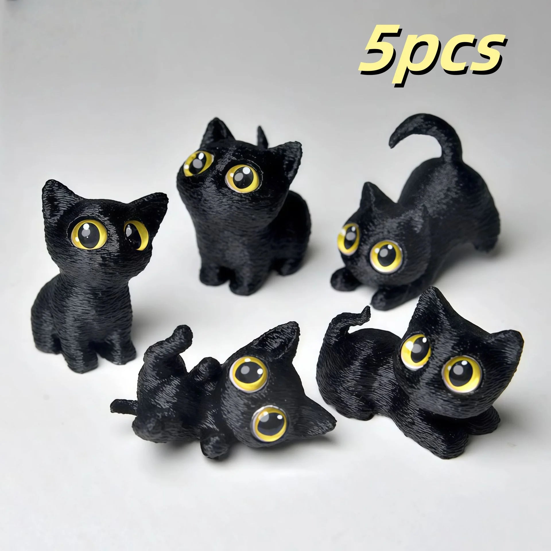 Mini Cat Figurines Set - Resin Cute Kitten Micro Landscape Garden Decor - 5 Pieces