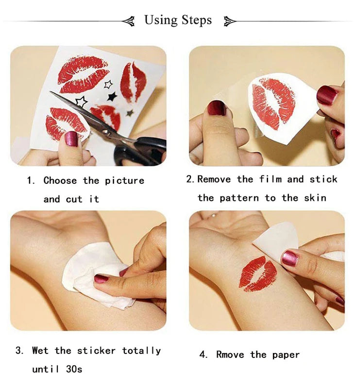 Waterproof Face Tattoo Stickers 10pcs Halloween Temporary Fake Face Makeup