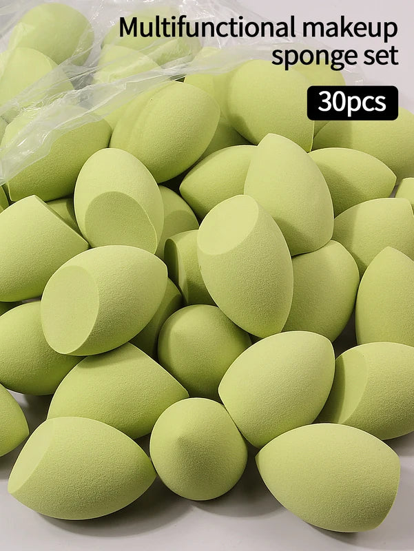 30pcs Makeup Sponge Blending Egg Set - Multicolor, Latex-Free, Suitable for Liquid, Cream & Powder