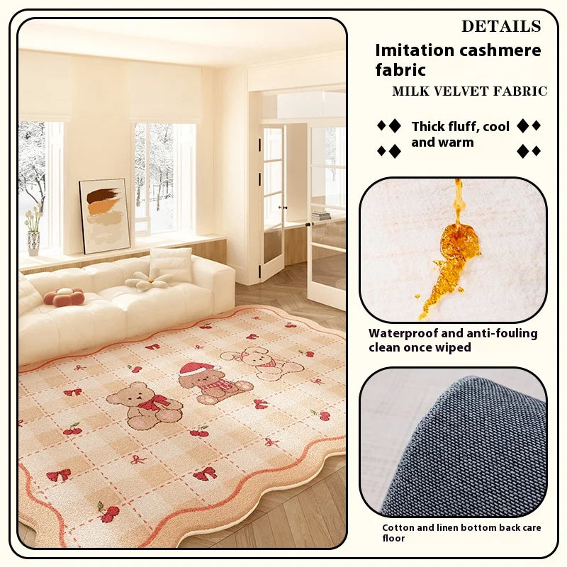 Luxury Living Room Carpet - Imitation Cashmere Non-Slip Floor Mat for Bedroom & Home Decor