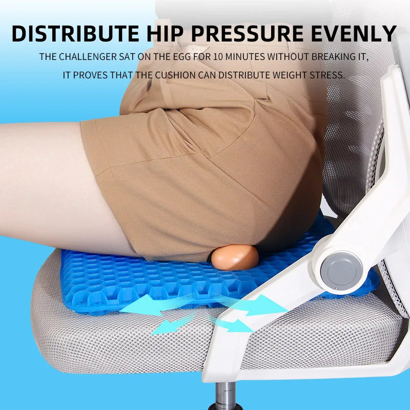 Breathable Gel Seat Cushion for Pressure Relief & Comfort - Office, Car, Home