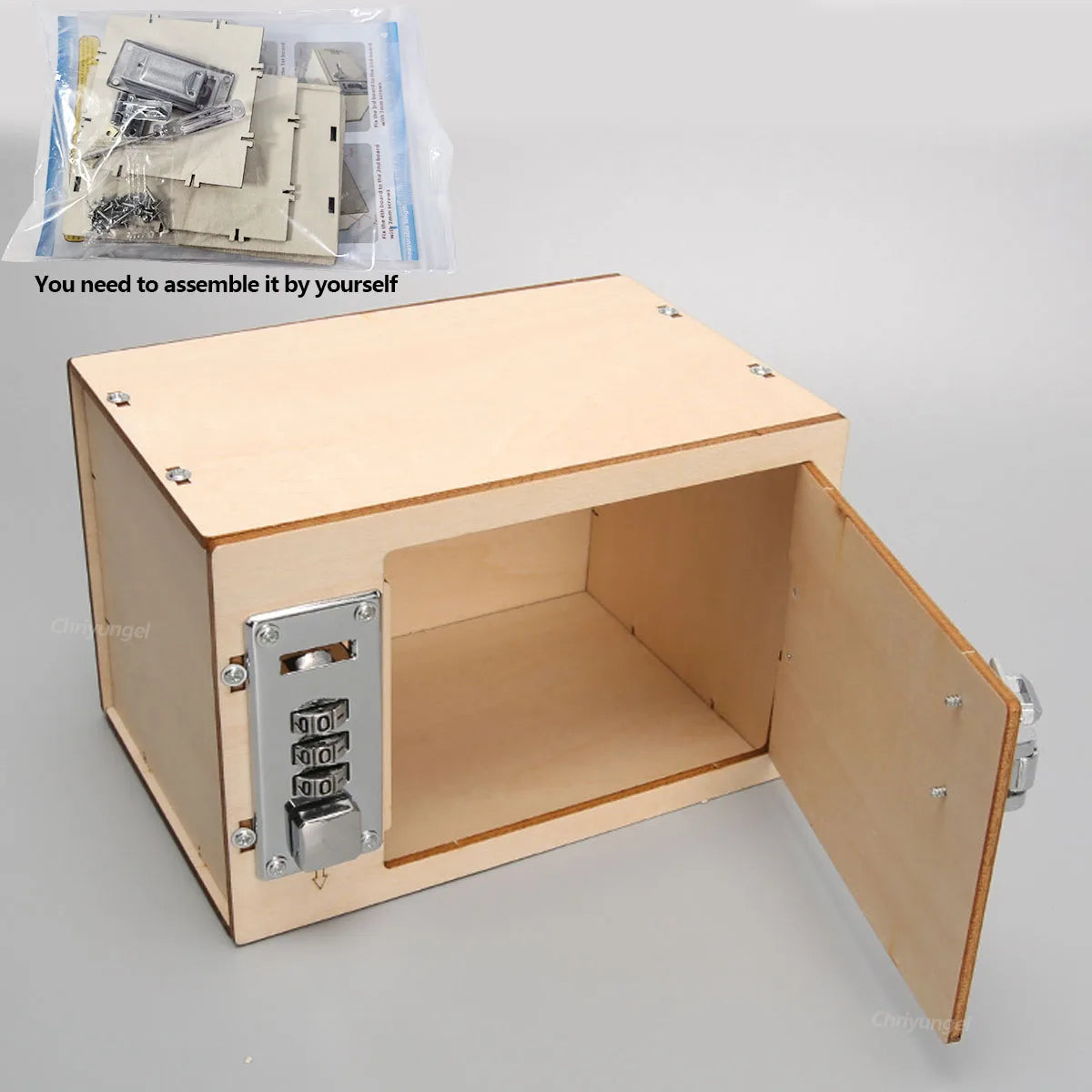 DIY Wooden Mechanical Password Box Kit with Combination Lock - Educational Money Bank for Kids
