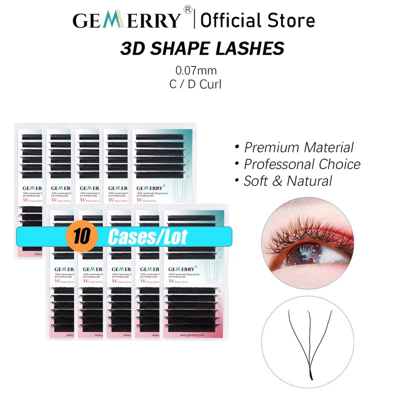 Premade 3D W Shape Eyelash Extensions - Natural Faux Mink Lash Fans, Multiple Sizes & Curls