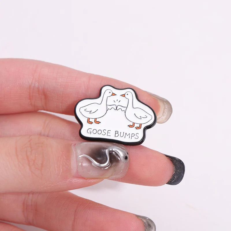 Cute Goose Bumps Enamel Pins - Cartoon Animal Brooches for Backpack & Hat