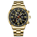Men's Luxury Stainless Steel Quartz Sports Watch with Luminous Hands and Calendar