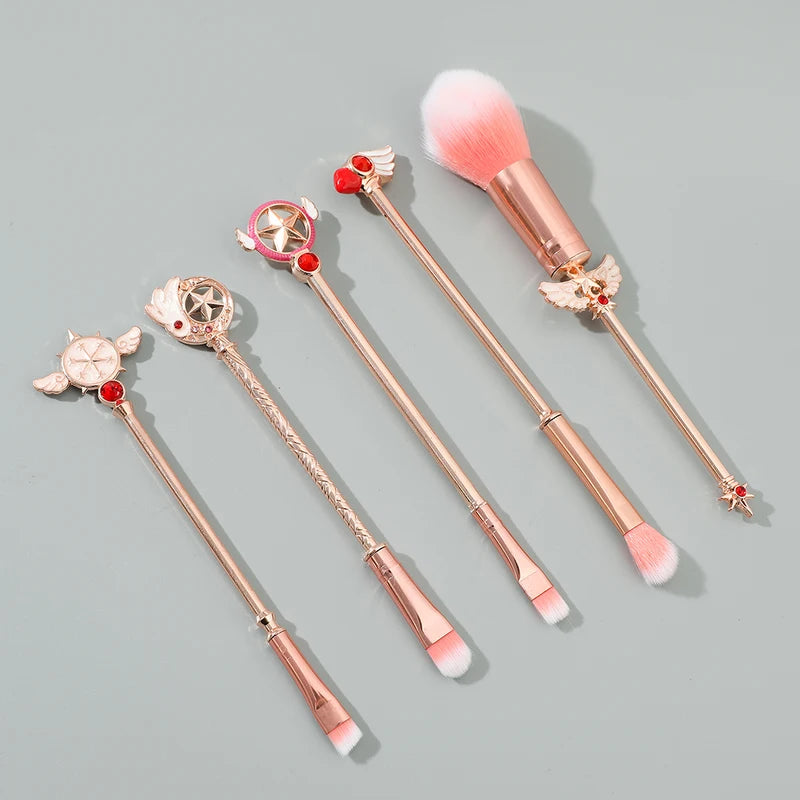 5pcs Metal Handle Makeup Brush Set Pink Anime Card Captor Sakura Cosmetics