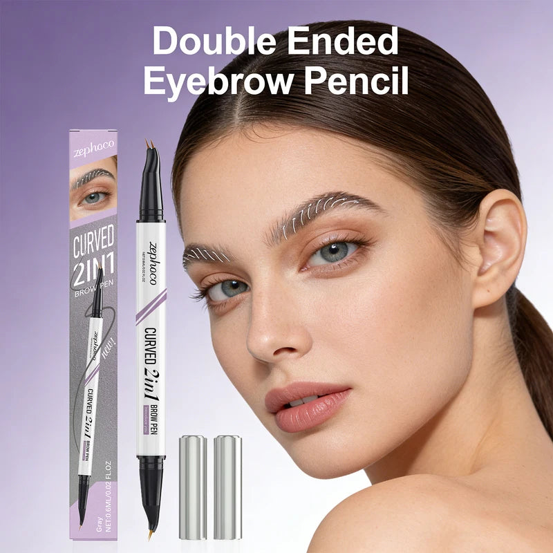 Waterproof Double Ended Eyebrow Pencil Set - 4 Colors, Smudge-Proof Eyeb Makeup Tool