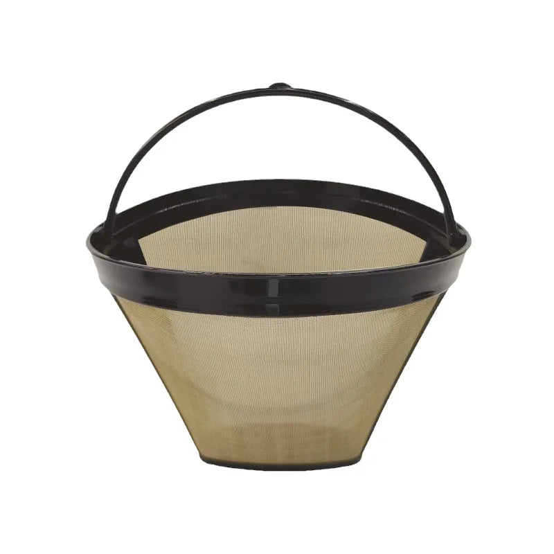 Stainless Steel Cone Shape Reusable Coffee Filter Mesh Basket - Fits 4# Coffee Makers