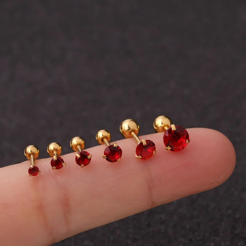 Cubic Zircon Stainless Steel Piercing Earring for Men Women - Cartilage Helix Tragus Stud Jewelry