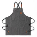 Professional Canvas Kitchen Apron with Adjustable Cross-Back & Large Pockets - Durable Food Service Uniform