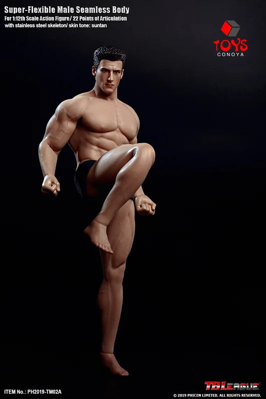 1/12 Scale Male Action Figure Body - Seamless Steel Skeleton for Collectibles