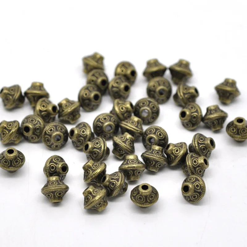 20pcs Antique Bronze Zinc Alloy Beads Bicone Spacer Jewelry Findings - 6mm