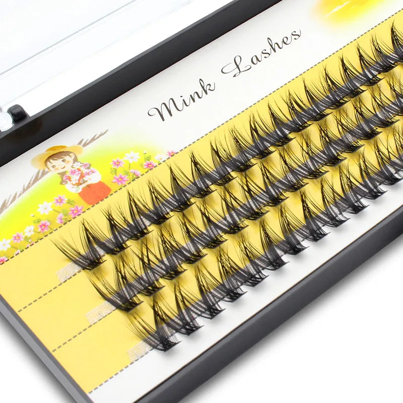 False Eyelash Extensions V Shape Fish Tail Natural Faux Lashes - Multiple Sizes & Curl Options