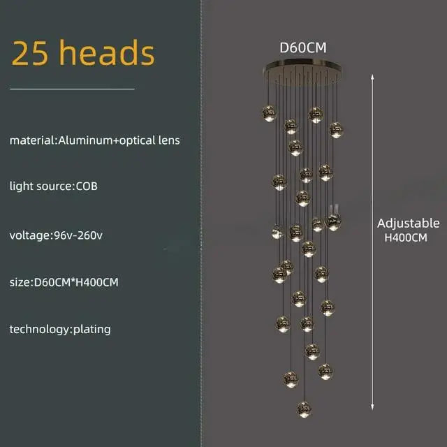 Minimalist Circular Staircase Ceiling Chandelier for Living Room & Loft Lighting