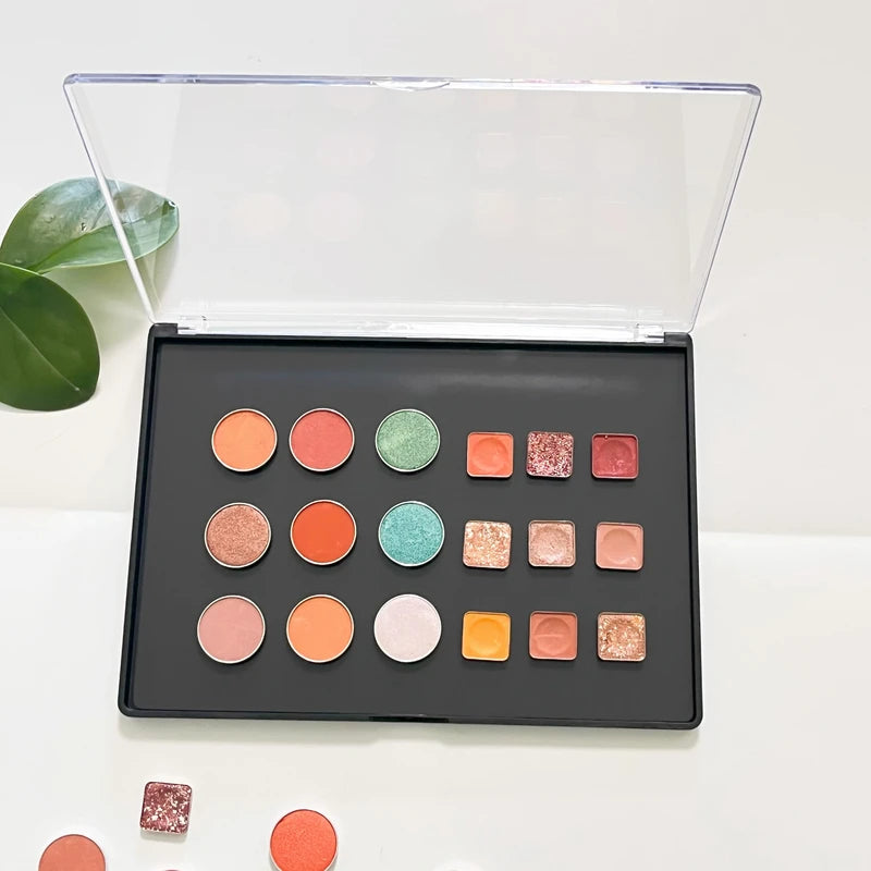 2-Piece XL Magnetic Eyeshadow Palette Set with Clear Lid & Metal Stickers