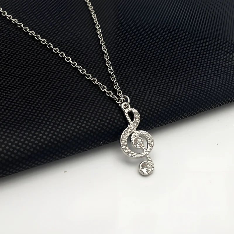 Delicate Crystal Music Note Necklace for Women & Girls - Musical Pendant Jewelry